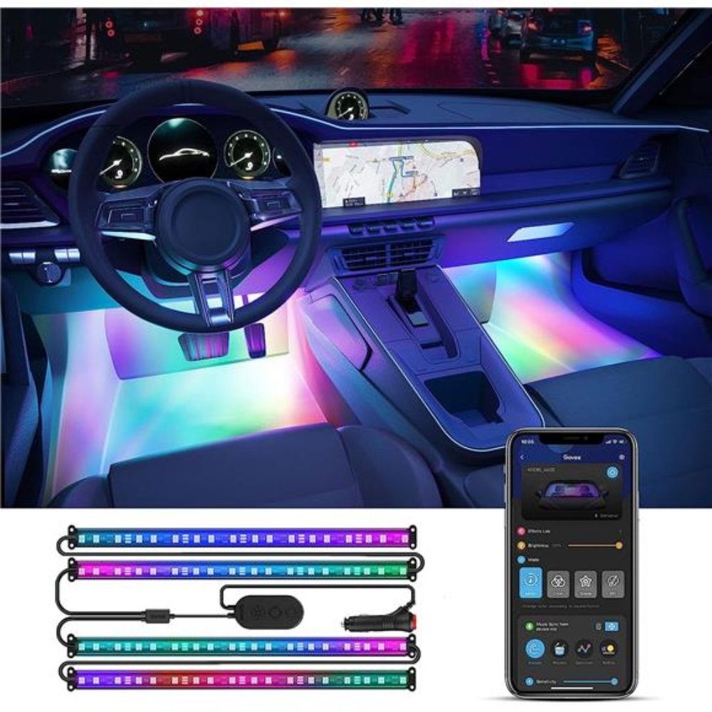 Smart Car LED Strip Lights,RGBIC Interior Car Lights with 4 Music Modes,30 Scene